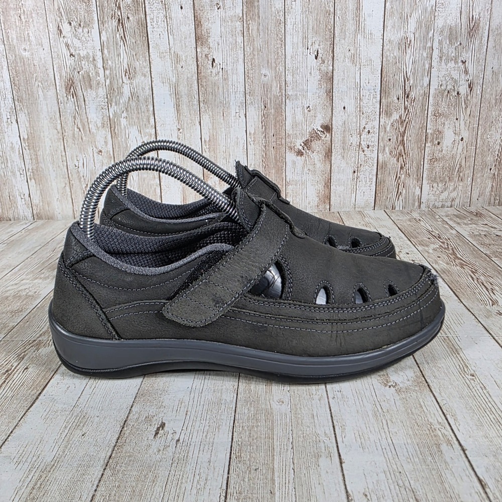 Womens Leather‎ Walking Shoes Comfort Casual Wide Strap Size 7